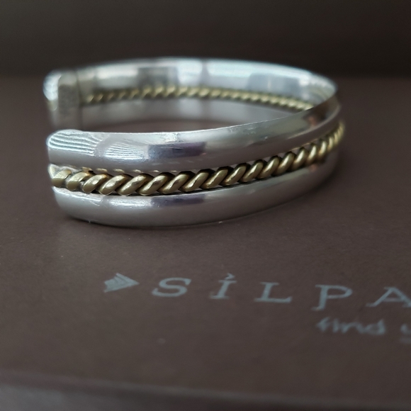 Silpada Sterling Silver Brass Braid Vintage Cuff B0001 - Picture 4 of 12